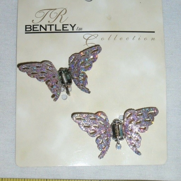 Vintage Rare 2 Pc Sparkle Glitter Butterfly Set Hair